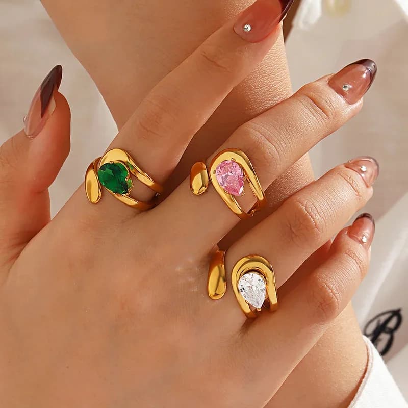 Inel reglabil cu zirconiu cubic colorat
