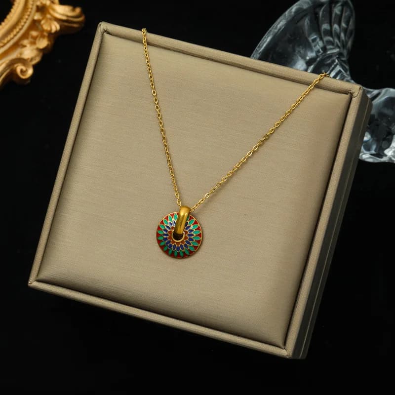 Set colier și cercei vintage cu flori