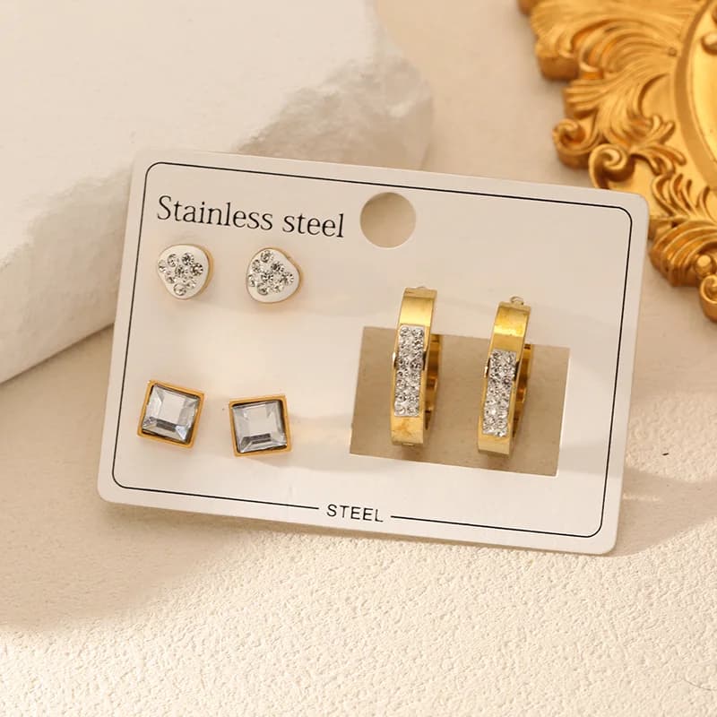 Set Cercei Cercuri și Stud cu Zirconiu Sclipitor
