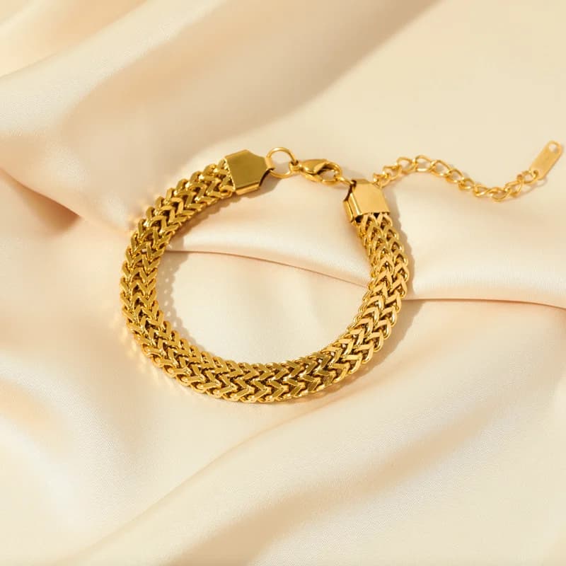 Set choker și brățară cu lanț gros, culoarea aurului