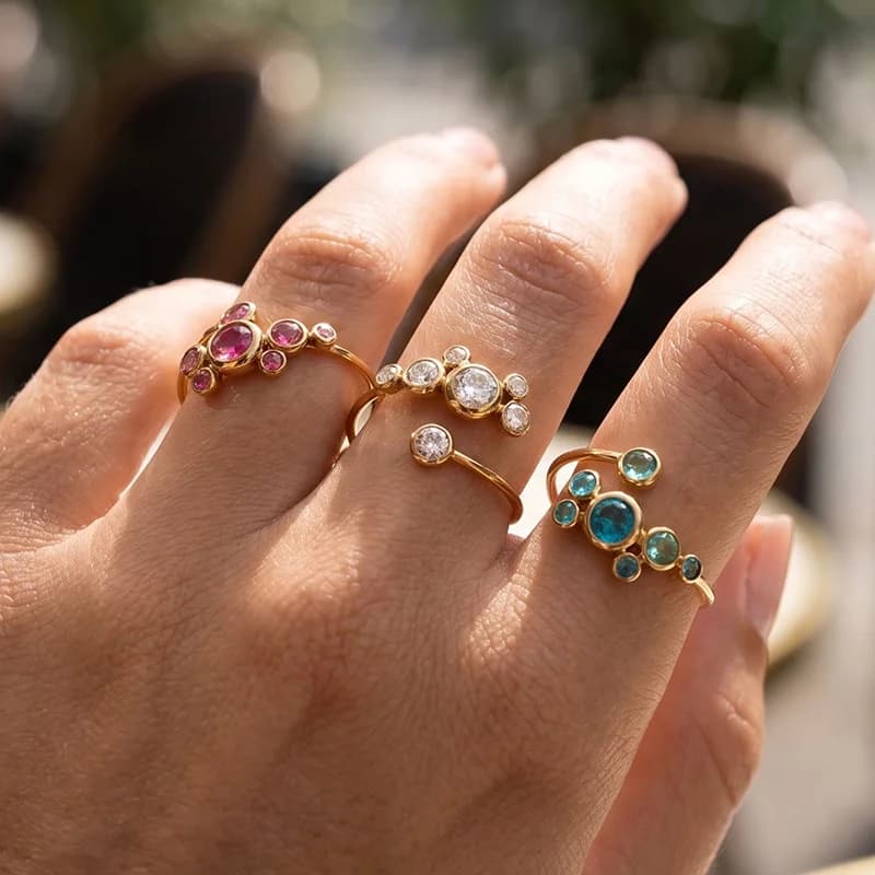 Inel ajustabil cu zirconiu cubic colorat