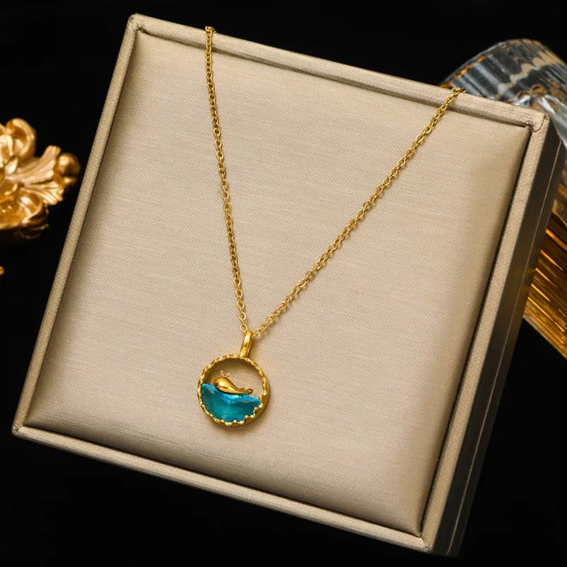 Moon Pearl Zircon Puppy Pendant Necklace