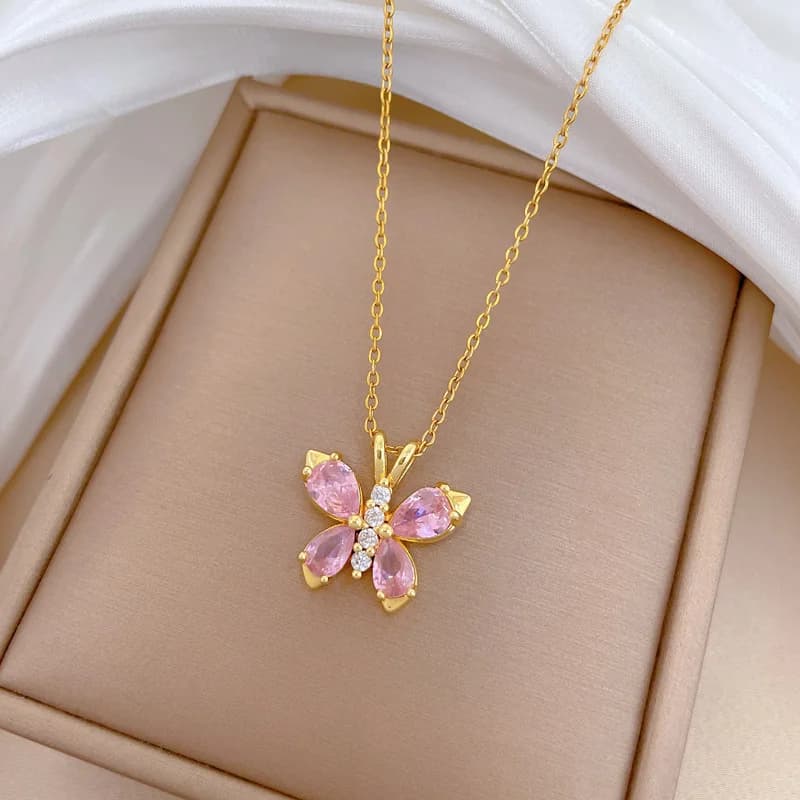 Bowknot Zirconia Pendant Necklace