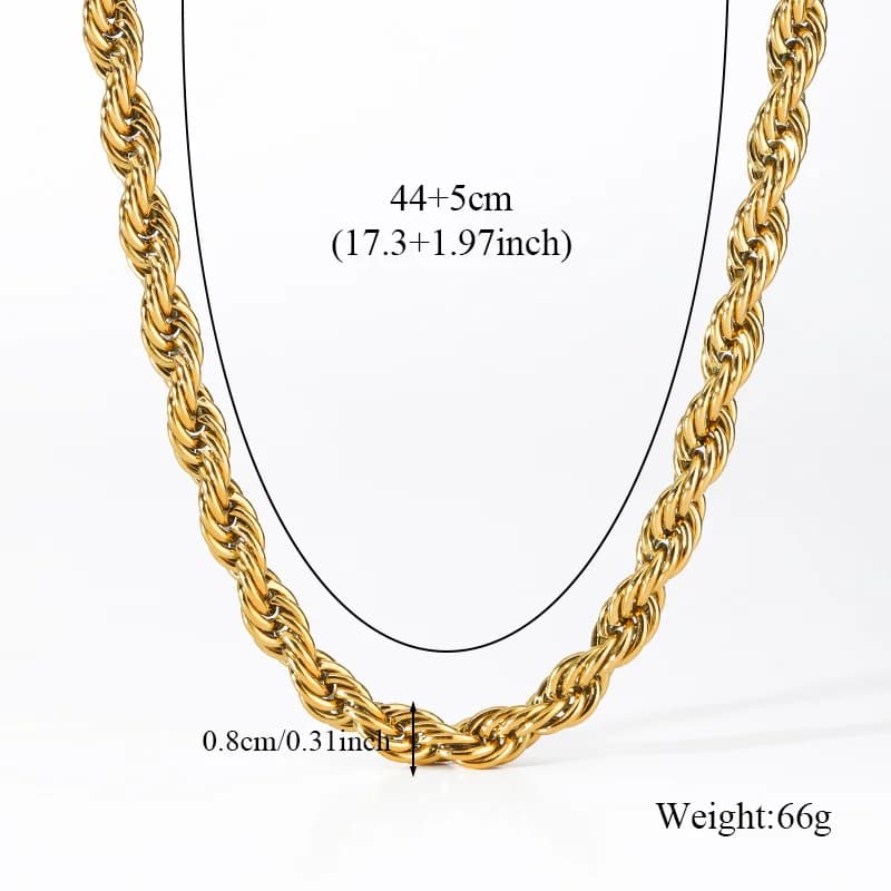 Set colier și brățară cu lanț torsadat gros de 8mm