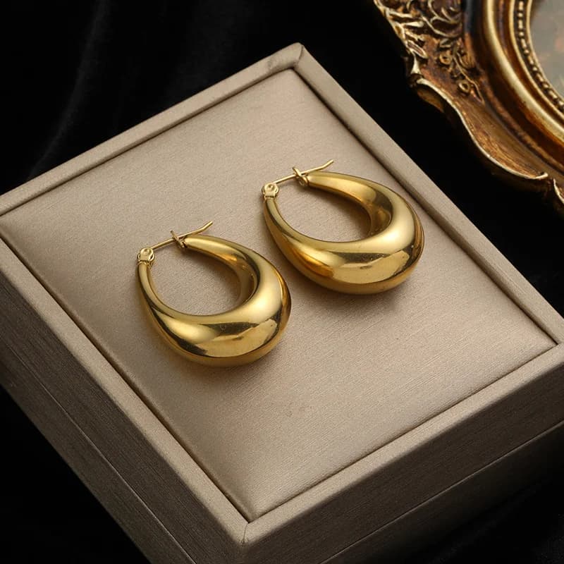 Twist Hoop Earrings, Gold Plated Stainless Steel