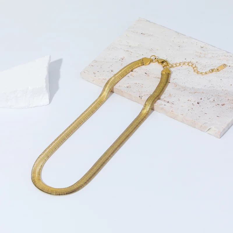 316L Stainless Steel Gold Thick Snake Chain Necklace