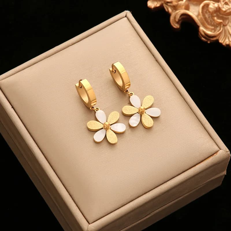 Stainless Steel Flower Butterfly Bear Drop Earrings