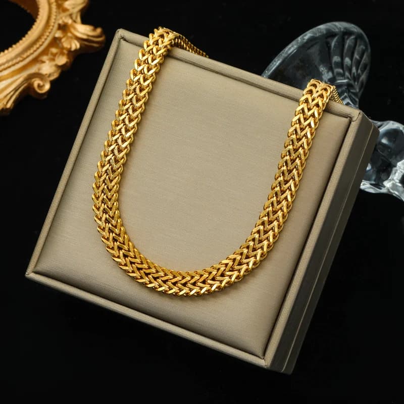 316L Stainless Steel Gold Color Ball Beaded Necklace