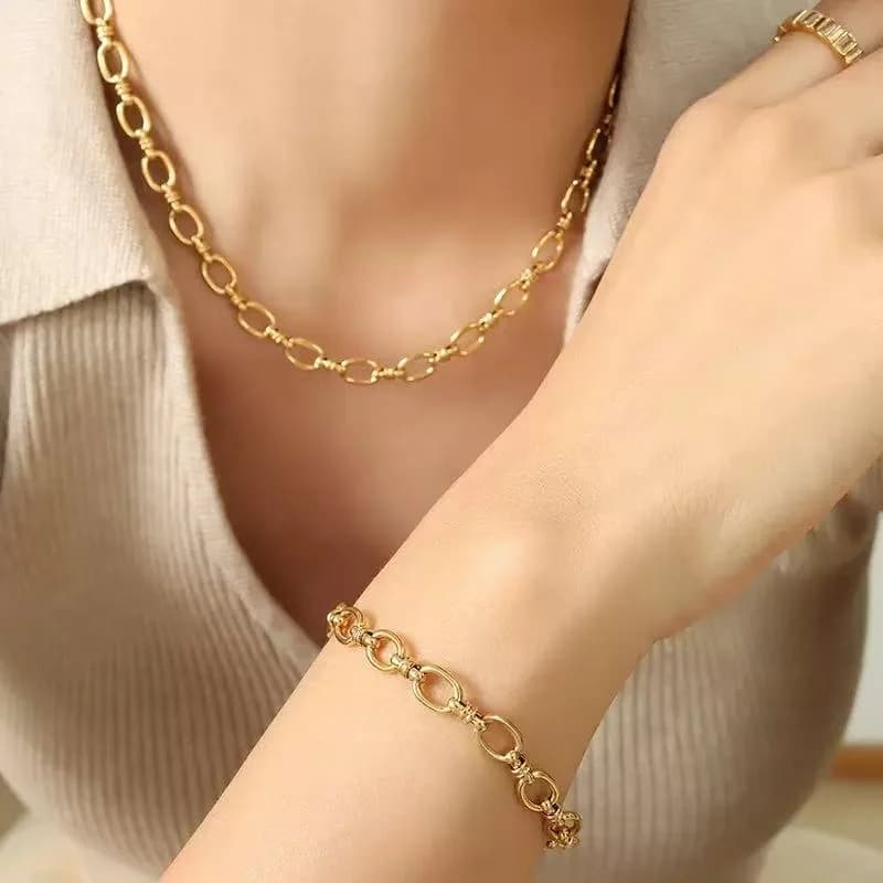Set handmade colier și brățară din metal