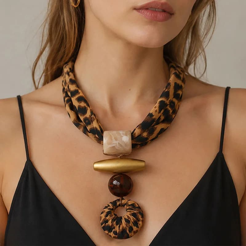 Black Resin Bohemian Choker Necklace