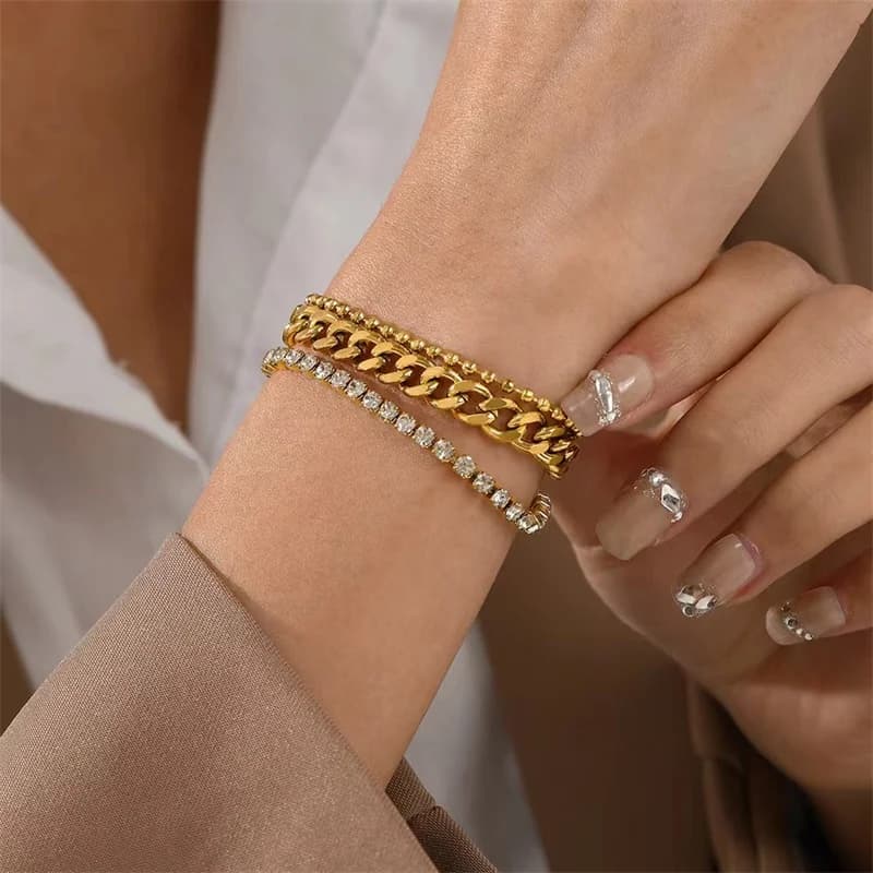 Brățară din oțel inoxidabil cu charm lacăt și pietre rhinestone