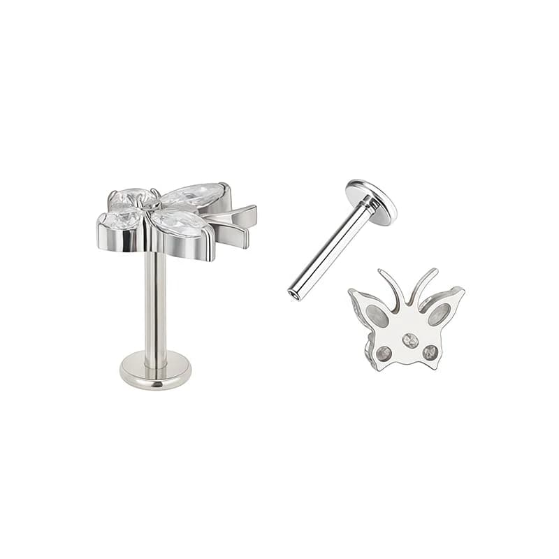 Piercing corp spirală fluture titan cu zirconiu