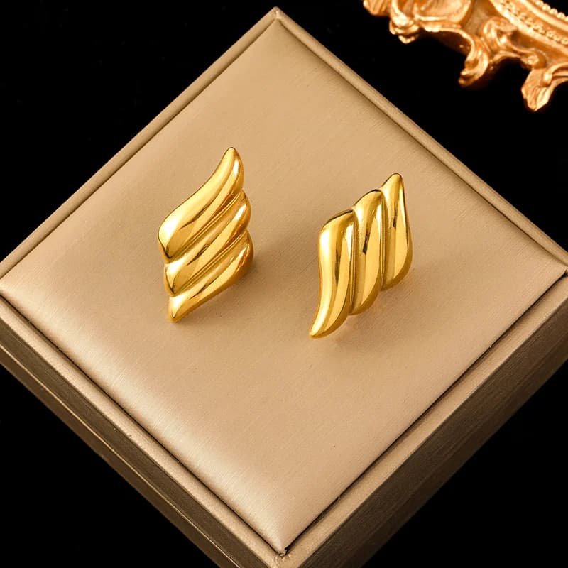 Twist Hoop Earrings, Gold Plated Stainless Steel