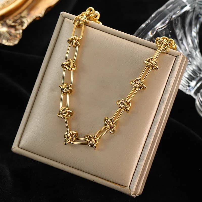 316L Stainless Steel Gold Color Ball Beaded Necklace