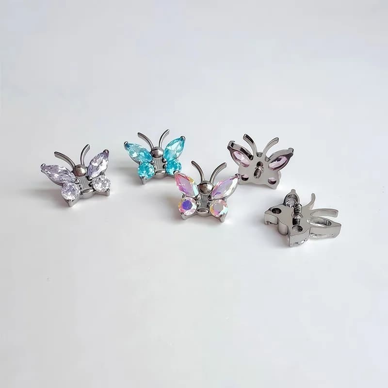 Piercing corp spirală fluture titan cu zirconiu