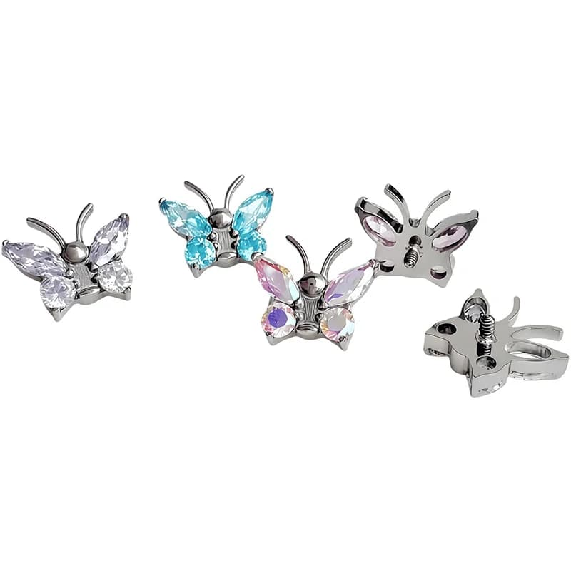 Piercing corp spirală fluture titan cu zirconiu