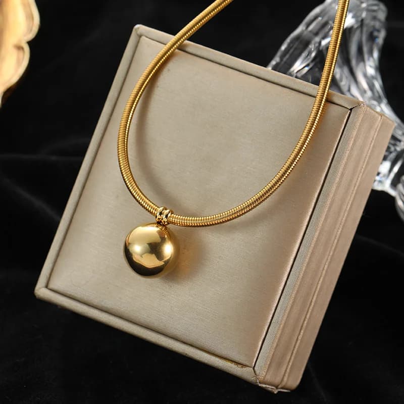 Colier Choker cu Mărgele Sfere Goale, Auriu