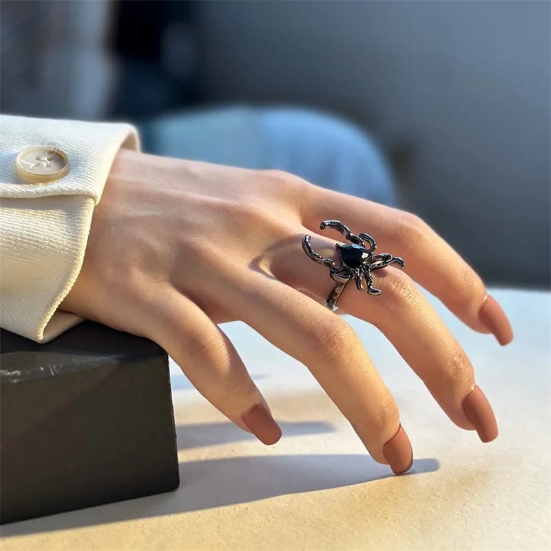 Inel reglabil deschis Spider cu cristale Zircon