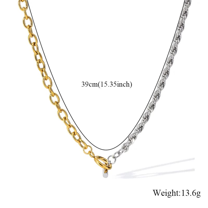 Chain Necklace and Bracelet Set, Gold and Silver