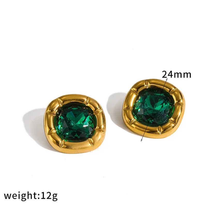 Cercei Stud Pătrați cu Cubic Zirconia din Oțel Inoxidabil