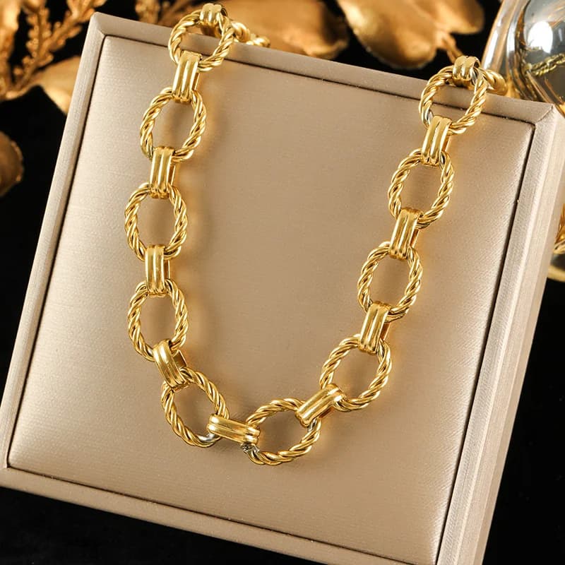 Thick Stainless Steel Neck Chain, Gold Color