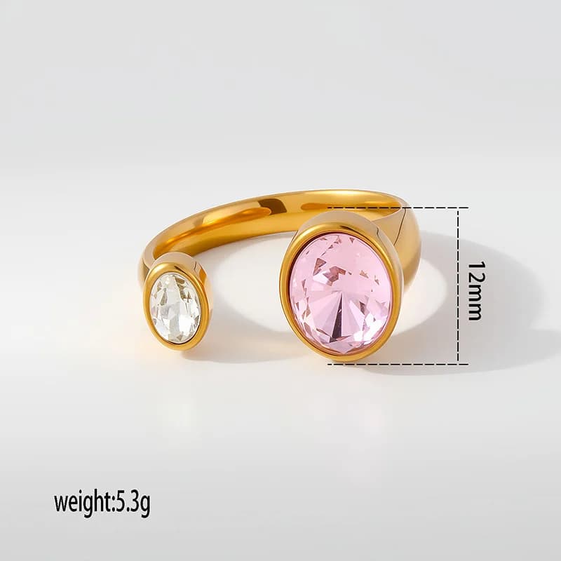 Cubic Zirconia Heart Pearl Adjustable Ring
