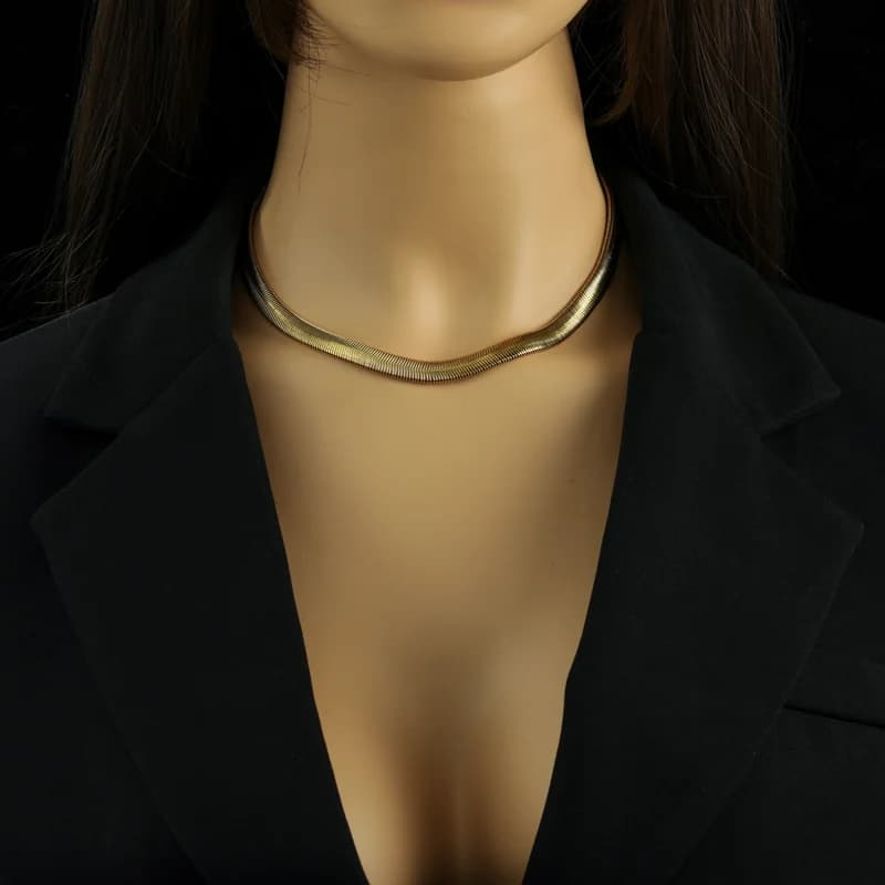 316L Stainless Steel Gold Thick Snake Chain Necklace