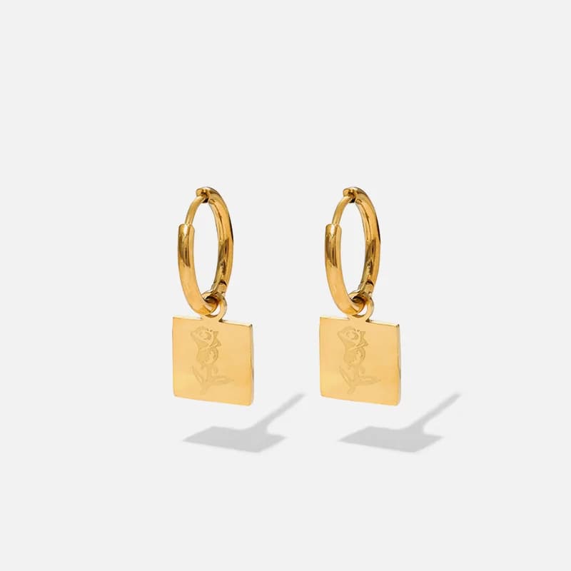 Gold Heart Pearl Rose Hoop Earrings