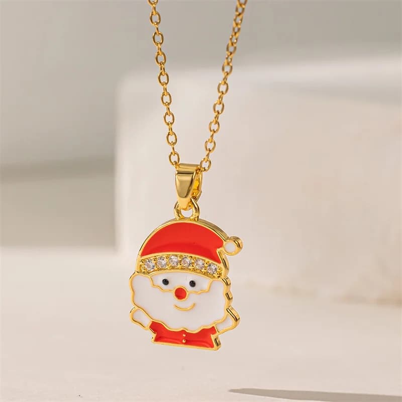 316L Stainless Steel Christmas Santa Pendant Necklace