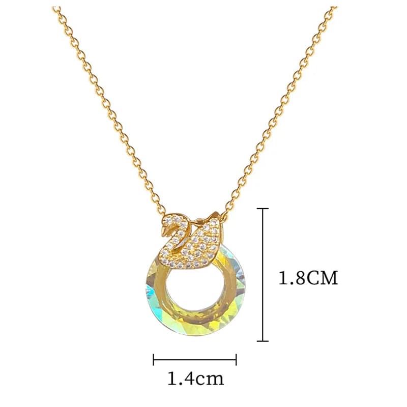 Colier cu pandantiv lebădă cubic zirconia, ton auriu