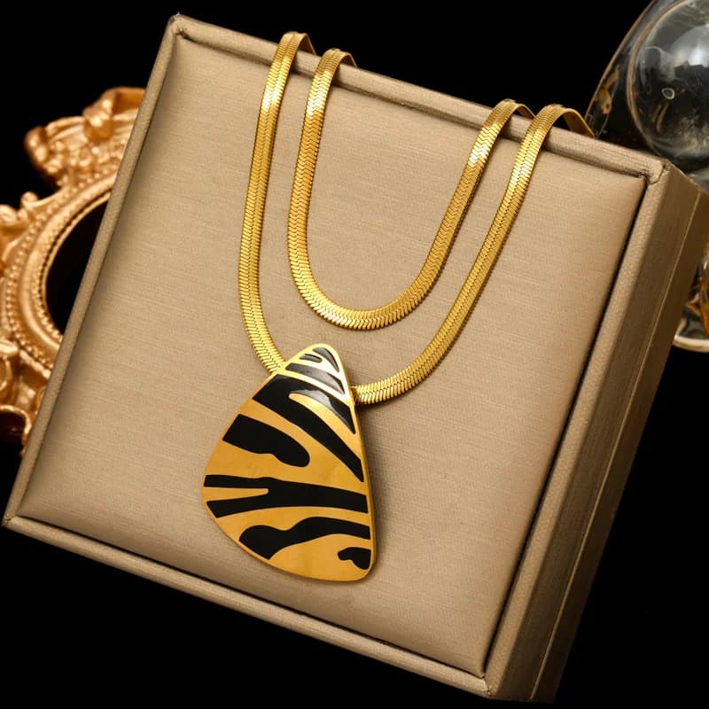316L Stainless Steel Tiger Stripe Pendant Necklace