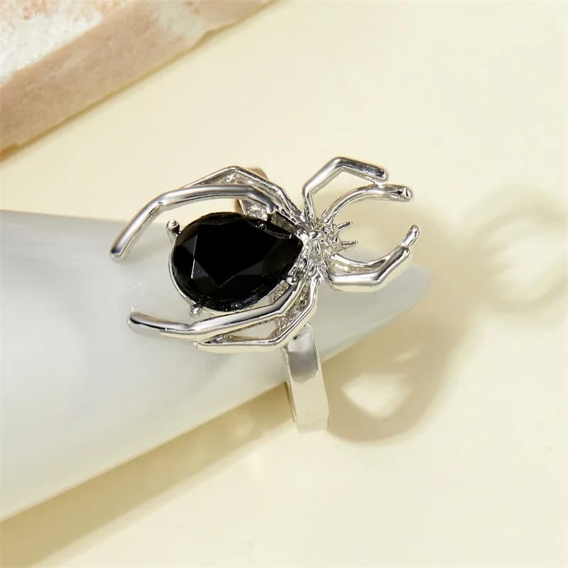 Inel reglabil deschis Spider cu cristale Zircon