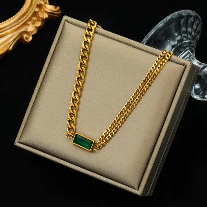 Colier cu cristale zircon colorate