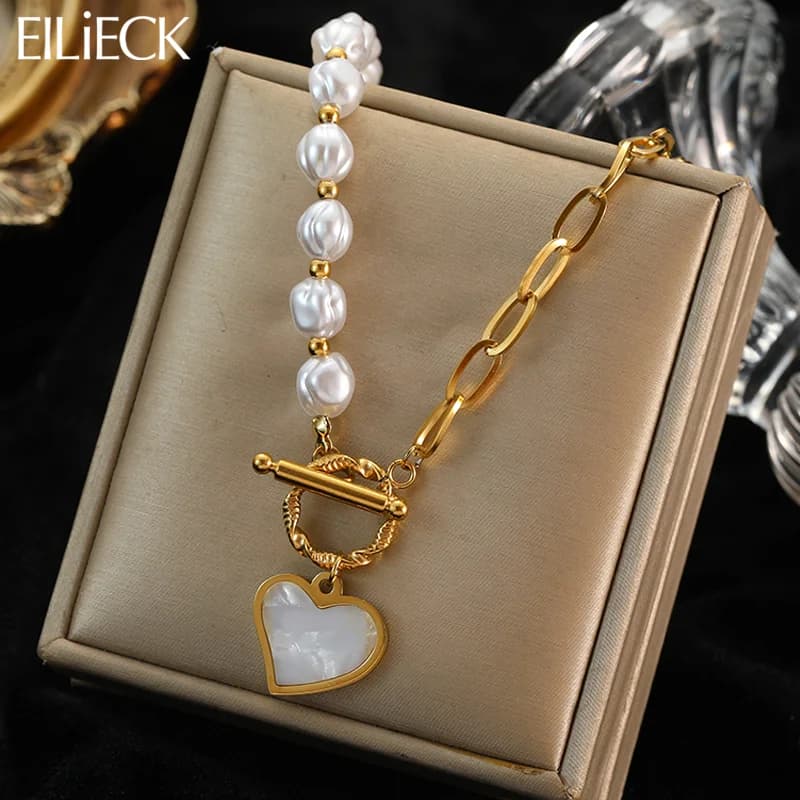 Pearl Heart Pendant Necklace