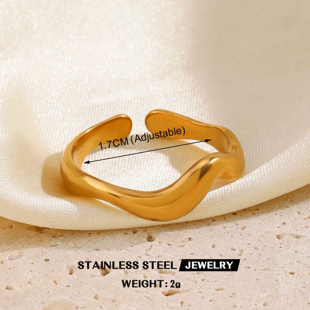 Wide Hollow Cuff Open Ring, 316L Stainless Steel
