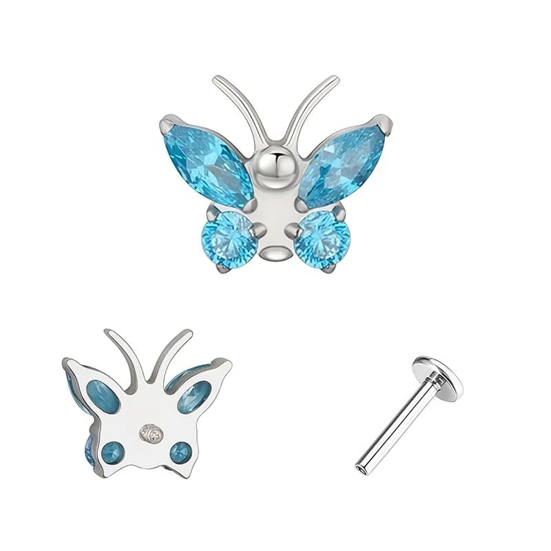 Piercing corp spirală fluture titan cu zirconiu