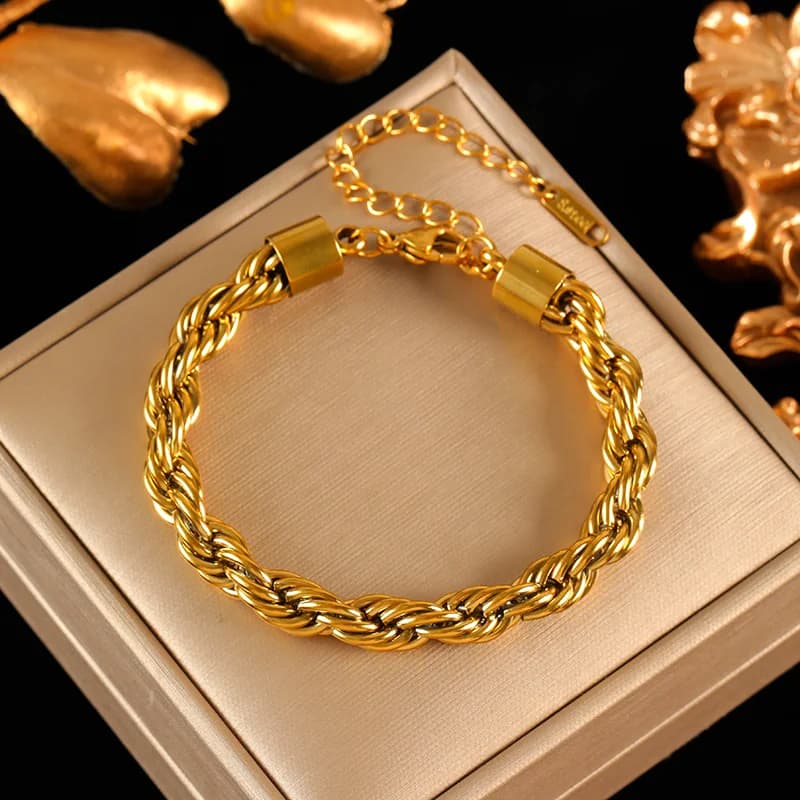 Set colier și brățară cu lanț torsadat gros de 8mm