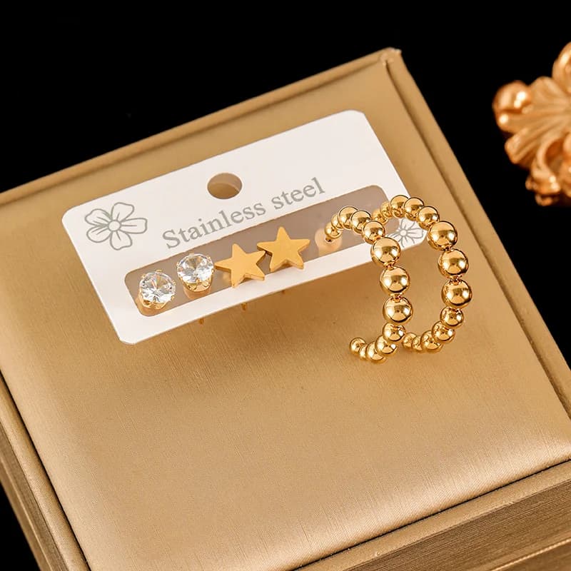 Set Cercei cu Margarete, Placate cu Aur 18K