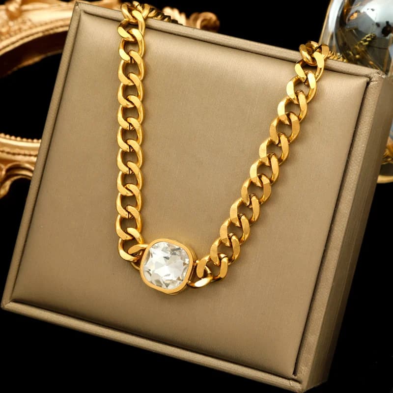 316L Stainless Steel Gold Color Ball Beaded Necklace
