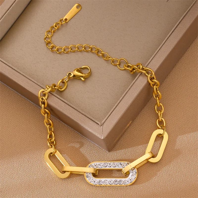 Brățară herringbone cu charm flori și perle, aur 18K