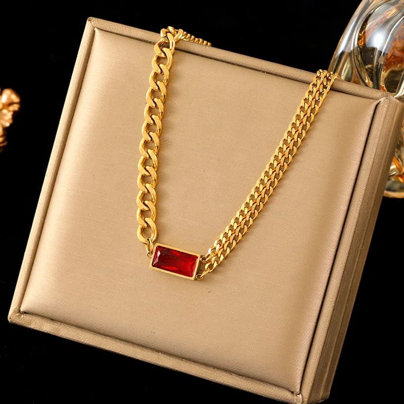 Colier cu cristale zircon colorate