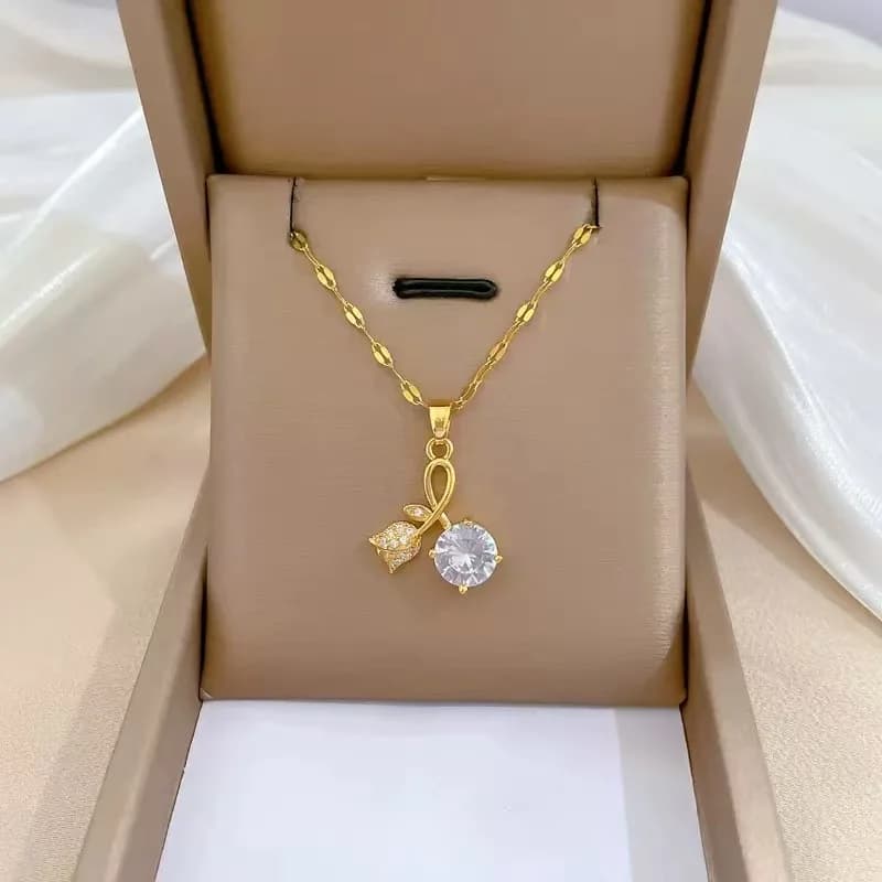 Cubic Zirconia Flower Pendant Necklace