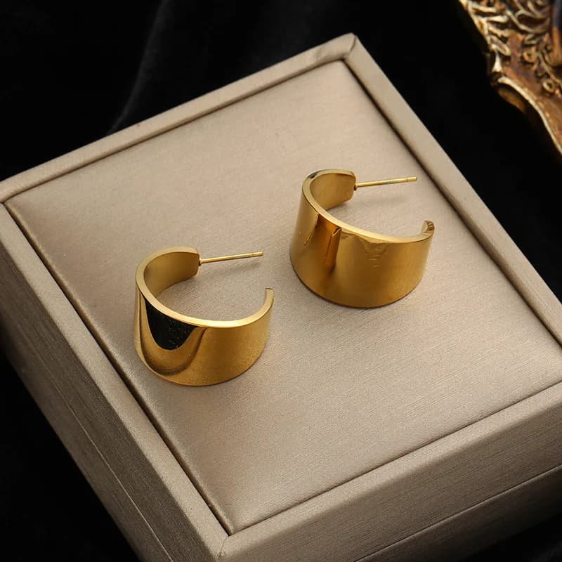 Twist Hoop Earrings, Gold Plated Stainless Steel