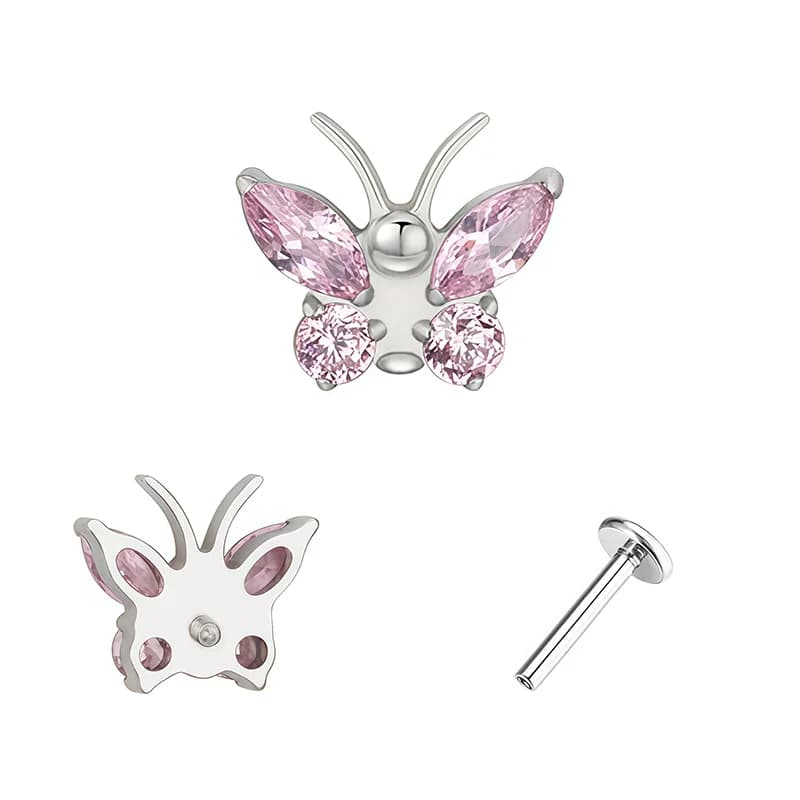 Piercing corp spirală fluture titan cu zirconiu