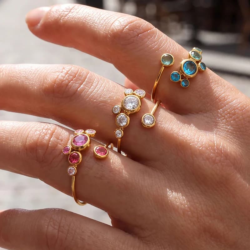 Inel ajustabil cu zirconiu cubic colorat